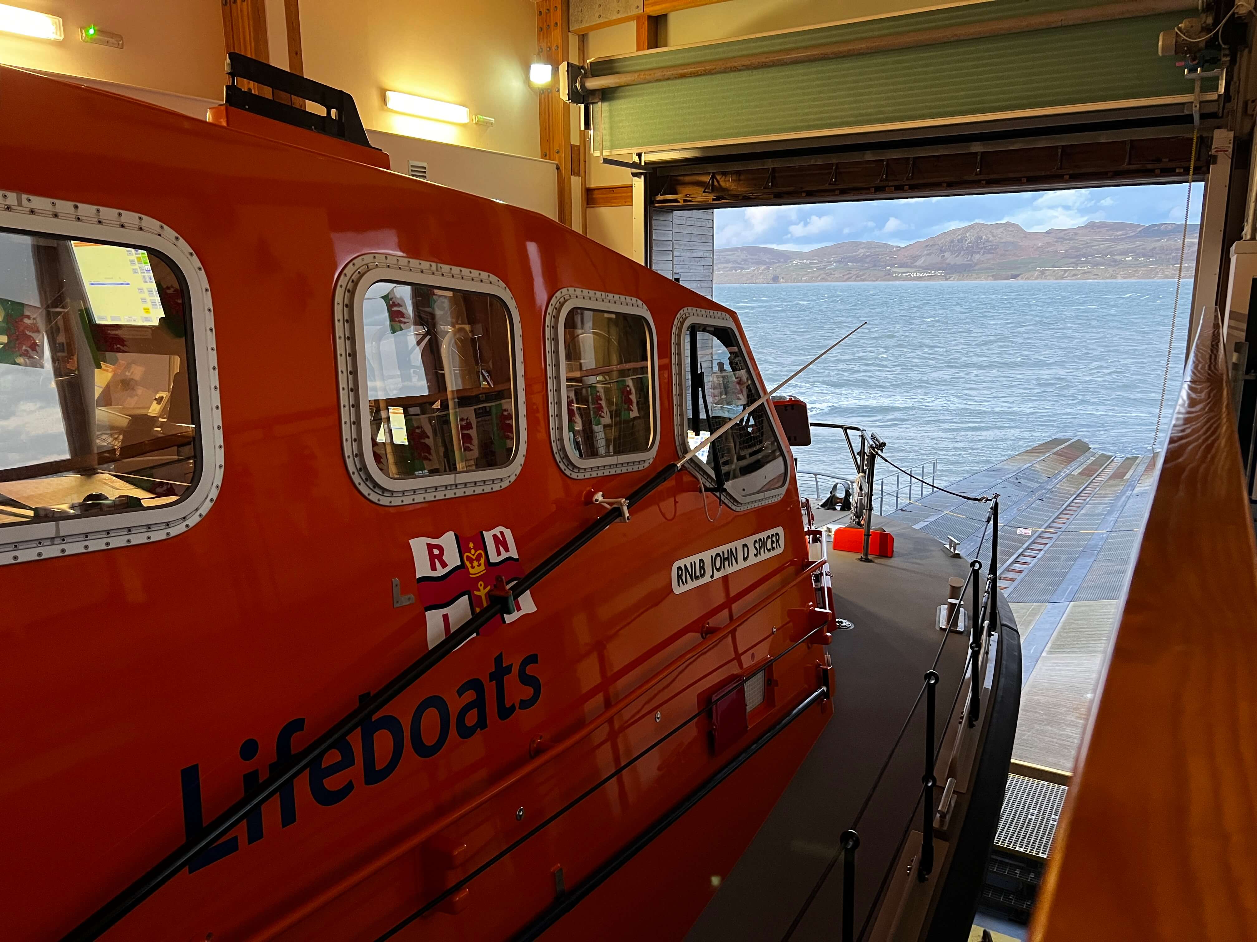 Lifeboat on ramp ready to be launched